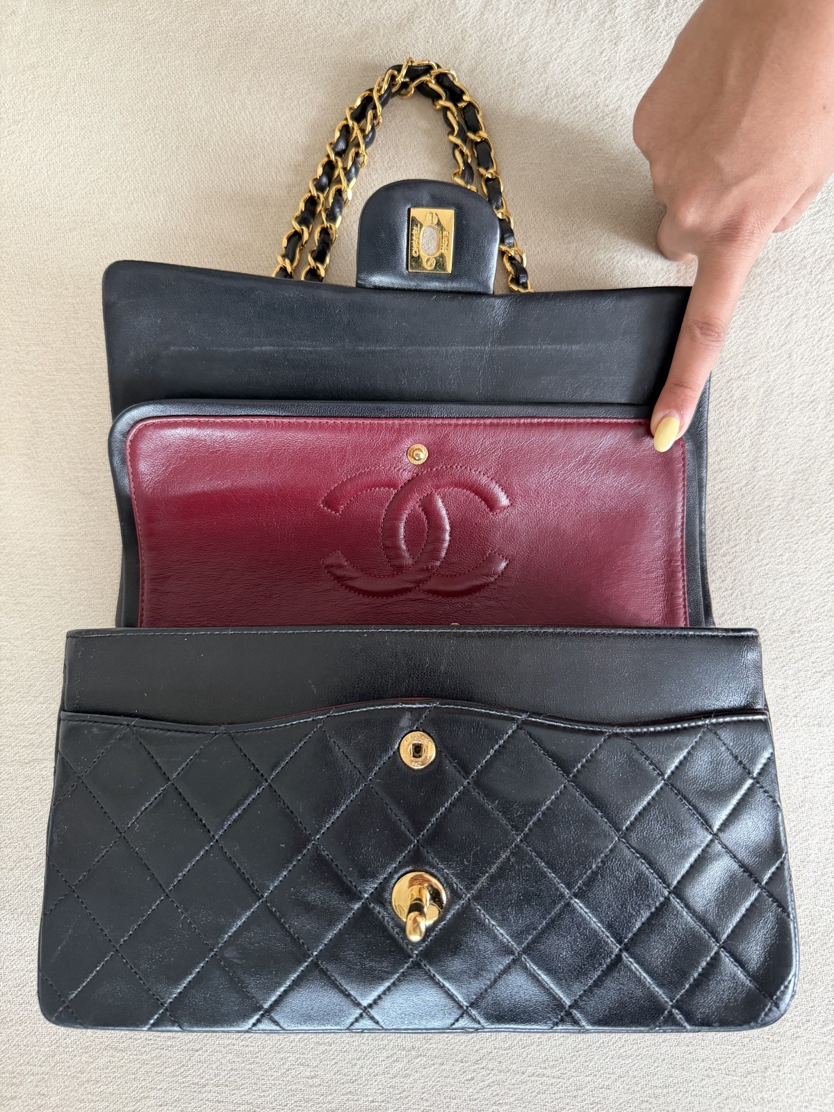 CHANEL Classic Medium Double Flap - 24k Gold Hardware (1994) (100percent Authentic) image 9
