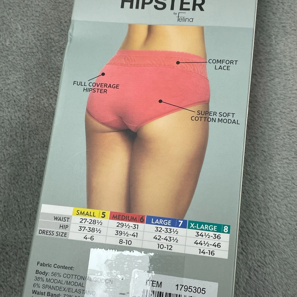 Paquete de 5 ropa interior hipster Stay In Place para mujer Felina S algodón nueva con etiquetas 6605 Foto 2 de 4