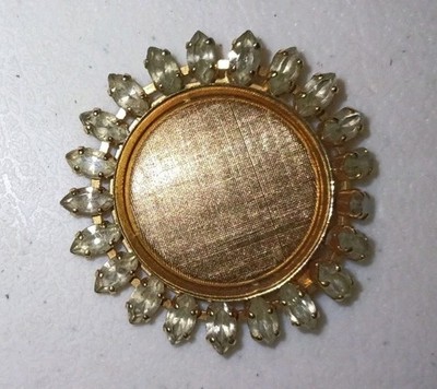 Vintage Signed Napier Day/Night Gold Tone Pin/Brooch With Clear Rhinestones