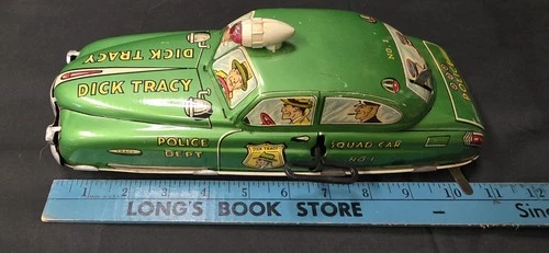 Dick Tracy Squad Car No 1 Tin Litho Wind-Up 11" Long 1940’s Vintage Marx