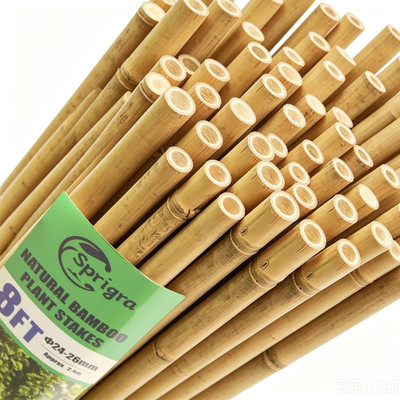50Pcs Bamboo Stakes 8Ft, 92 Inch Garden Stakes Multi-Purpose, Bamboo Plant Suppo
