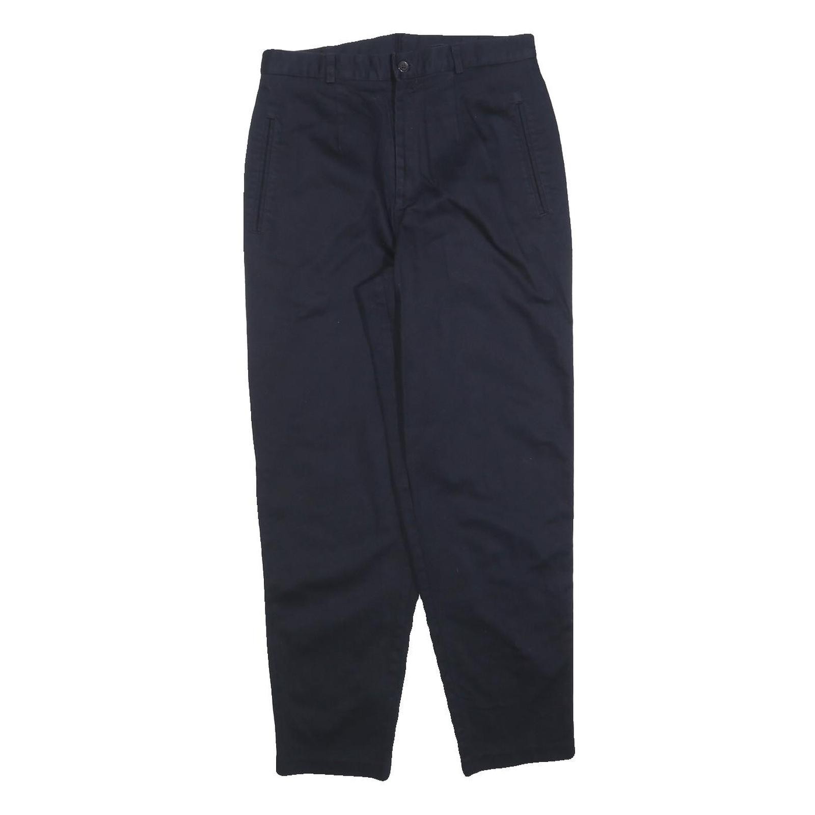 TRIBAL Pantalones Rectos Azul Marino Mezcla Algodón Regular Fit W28 L28 Cierre