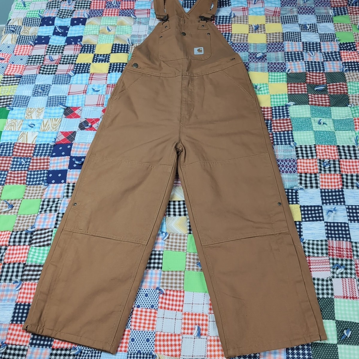 Carhartt Youth Boys Sz 18m Brown Bib Overalls Double Knee