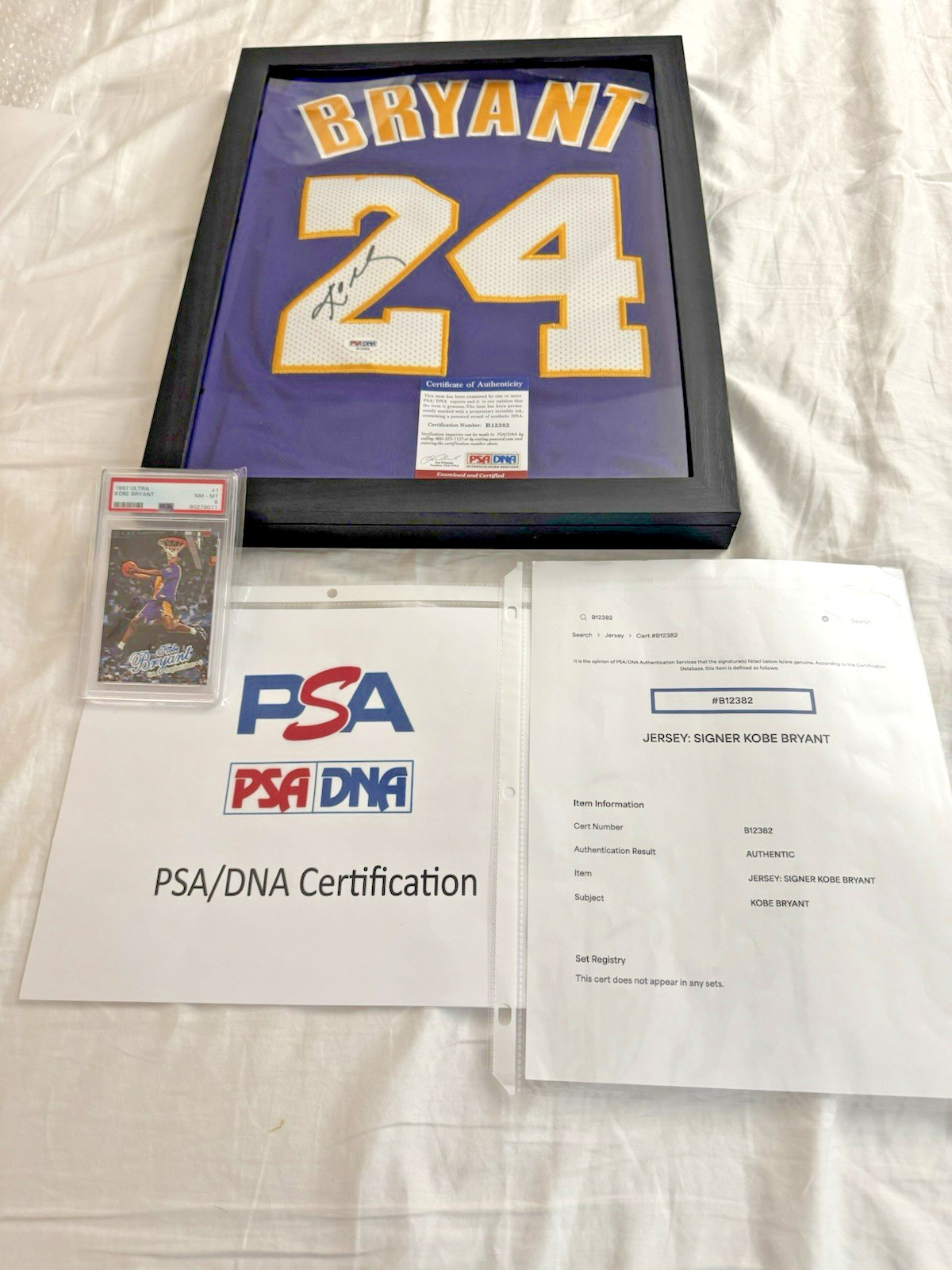 KOBE BRYANT PSA/DNA CERTIFIED AUTHENTIC AUTOGRAPH JERSEY W/FRAME & FREE PSA SLAB view 2