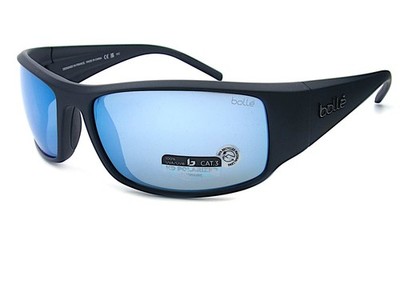 Bolle King polarisierte Sonnenbrille mattschwarz mit himmelblauen Gläsern BS026009