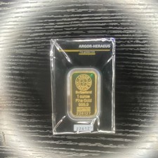 Argor-Heraeus 1 oz .9999 Fine Gold Bar in Assay Card 1760.54 per troy oz
