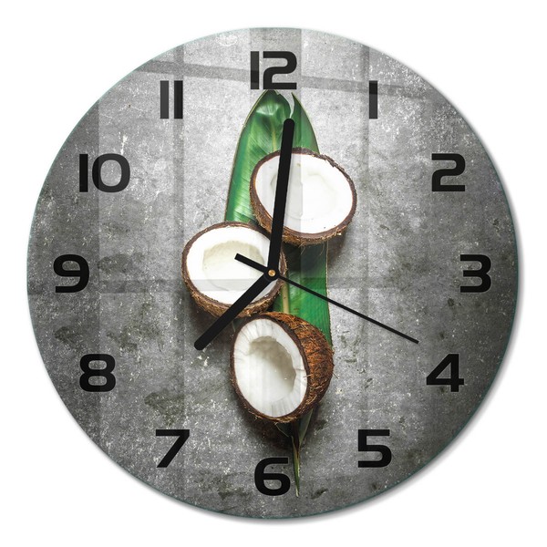 Runde Wanduhr Mit FließEnden Zeigern Halbe Kokosnuss Schwarze Zeiger Fi30 Cm-image