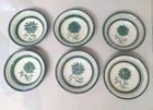 6 Vtg Stangl Green Flower Bowls Trenton, New Jersey 5.75x1.5 Hand painted Signed