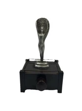 Vintage Silent Flame Table Lighter by Parker of London Art Deco Silver Tone Lady