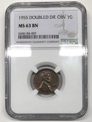 1955 Doubled Die Obverse (DDO) Lincoln Wheat Cent NGC MS-63 BN - nice coin