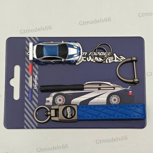 1:18 DCM BMW M3 GTR E46 2001 Need For Speed Metal w/1/87 Keychain Blue Diecast - Picture 5 of 17