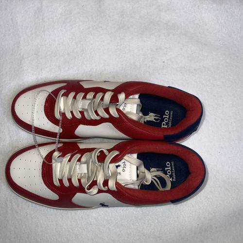 Polo Ralph Lauren Men’s Red White Masters Court Lifestyle Leather Sneakers 10.5 - Picture 6 of 11
