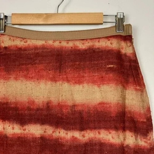 Prada Silk Knee Length Skirt in Burnt Orange and Brown, Size 8 - Picture 4 of 6