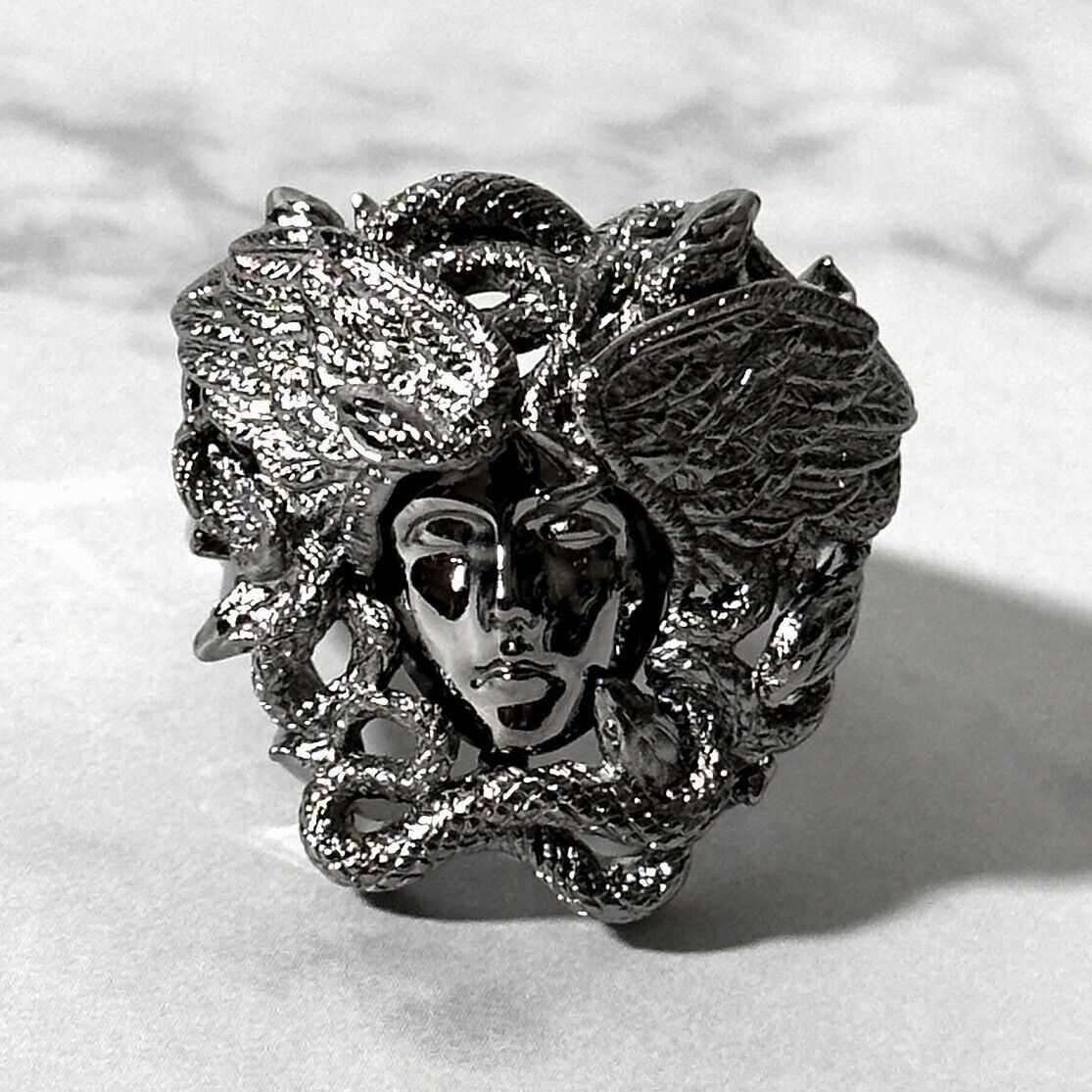 VERSACE Men's Ring Medusa Face Design Gold, Silver Size 17 VERSACE Men's Ring Medusa Face Design Gold, Silver Size 17