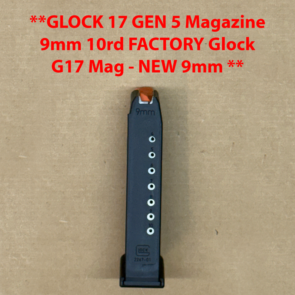 Glock Gen 5 G17/G34/G45/G47 9mm Factory 10-Round Magazine Black