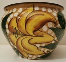 BEL CACHEPOT CERAMICA DECORO " GIGLI " - MANIFATTURA AQUILA PISA - PRIMI '900