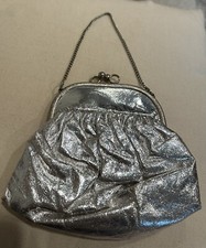 Vintage Metallic Silver Evening Bag Small Pre Owned - Very cute - SEE PHOTOS