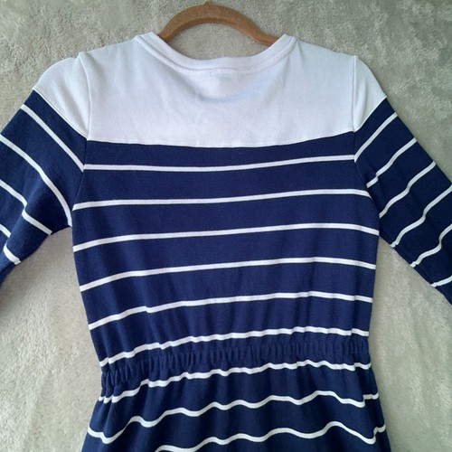 Tommy Hilfiger Striped Long Sleeve Blue White Dress, Drawstring Waist, Womens L - Picture 10 of 10