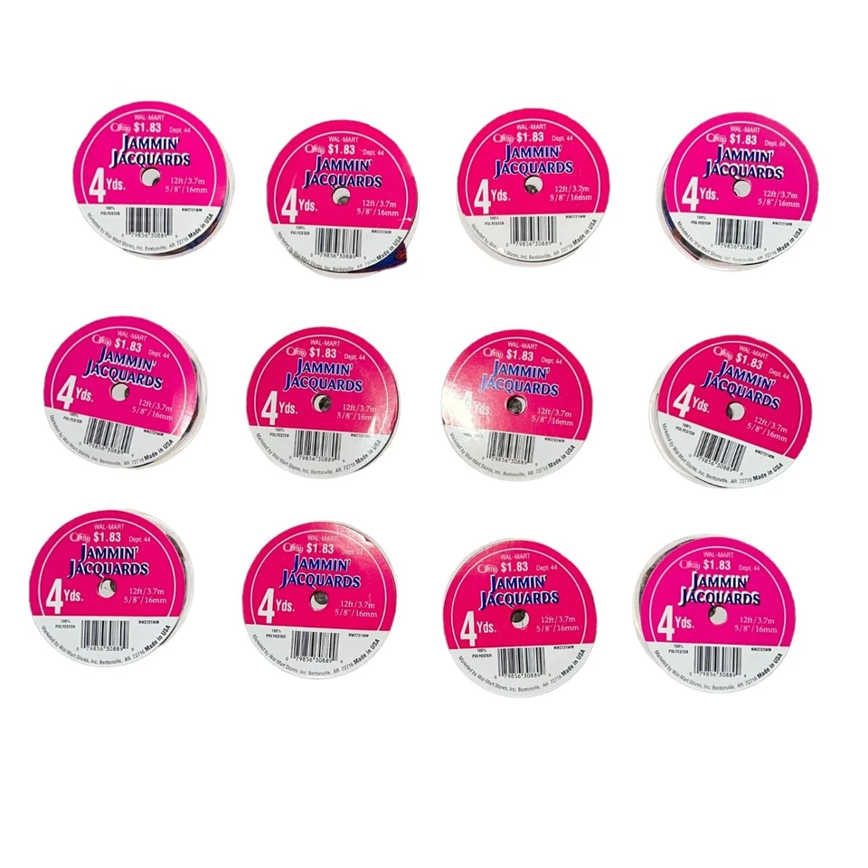 New Jammin Jacquards Ladybug Ribbon Lot 12 Spools 4 Yards 5/8" Red Blue Summer - Image 2 of 4