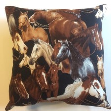 NEW 15 X 15 MULTI HORSES WILDLIFE ANIMAL FARM COUNTRY COMPLETE THROW PILLOW #7