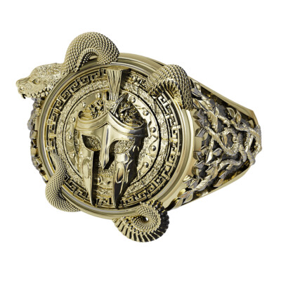 Spartan Warrior Helmet Ring Ancient Greek Brass Jewelry