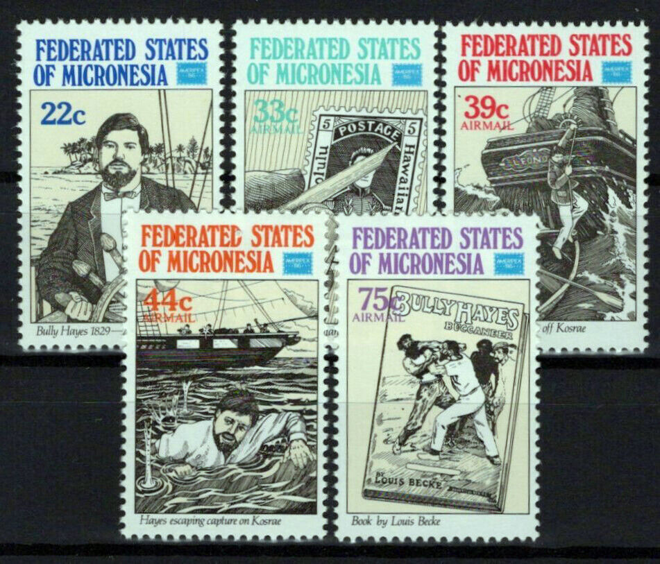 Micronesia 52, C21-C24 MNH AMERIPEX '86 Bully Hayes Ships ZAYIX