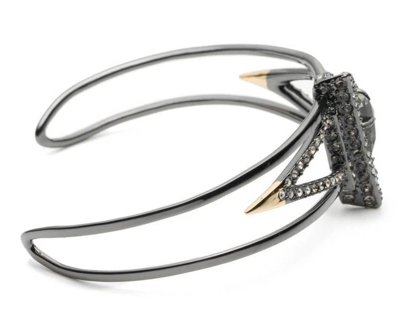 ALEXIS BITTAR PULSEIRA EXTRAVAGANTE PIRÂMIDE PIRITA PUNHO DUPLO PONTA DE OURO 10K NOVA