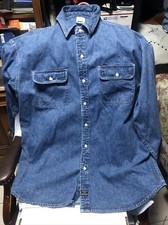 VTG WARNER BROS LOONEY TUNES Taz Bugs Denim Button Down Shirt Men's Size XL EUC 