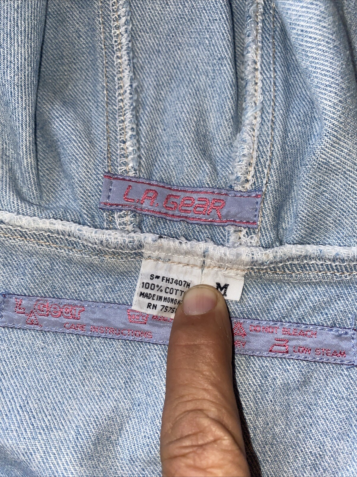 Vtg RARE 80s/90s LA Gear Denim Vest Hood Crop Light Blue Wash Size M 10  5 image 5