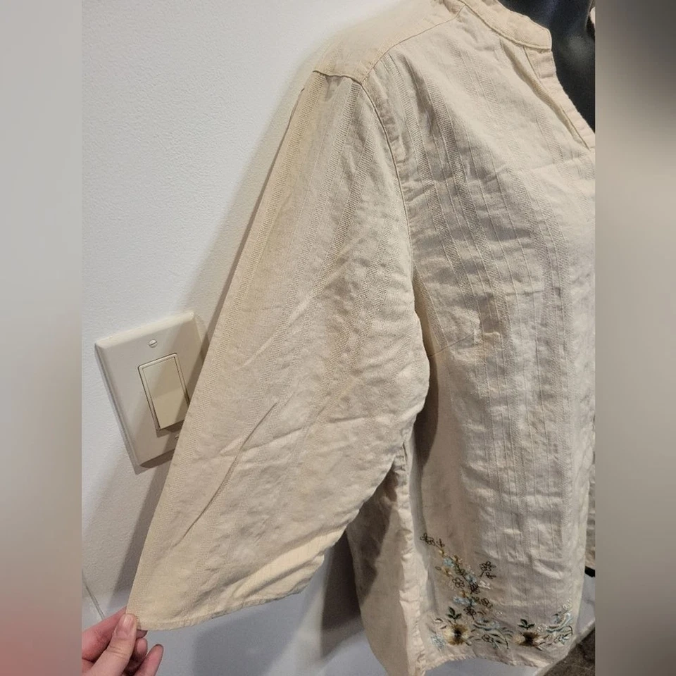 Blusa bordada Erika mujer talla 2x mezcla lino cottagecore Foto 4 de 4