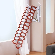 Folding Stairs Attic Ladder Wall-Mounted 12-Steps Retractable Wall Ladder NEW