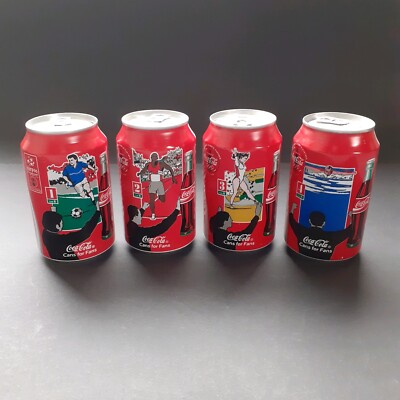 Coca Cola Sammeldosen von 1996 Cans for Fans, Nr. 1 Bis 4, ungeöffnet, voll! 