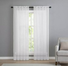 2 Panels Beautiful Rod Pocket Sheer Voile Window Curtain Panels in White 84 x54