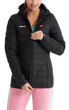 Ellesse Lompard Padded Puffer Jacket Womens Warm Hooded Winter Anthracite Black