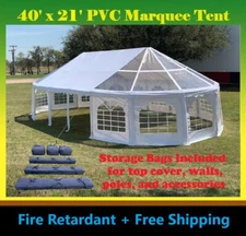 40'x21' PVC Marquee Fire Retardant Party Wedding Tent Canopy with Bay Windows
