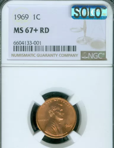 1969 LINCOLN CENT NGC MS67 + PLUS RED MAC SOLO FINEST & SPOTLESS VERY RARE .