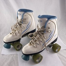Roller Derby Roller Skates Womens 10 White Blue RTS 400 Boardwalk Wheels Stopper