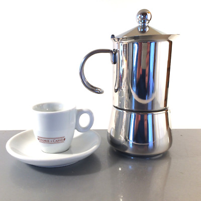 Espressokocher Frabosk Edelstahl mit Espressotasse ipa Italy