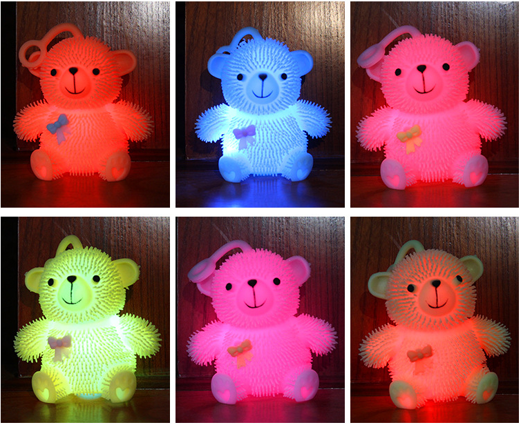 Light up Squishy Bear Puffer Balls Spike Rubber Bear Sensory Light up Squishy Bear Puffer Balls Spike Rubber Bear Sensory