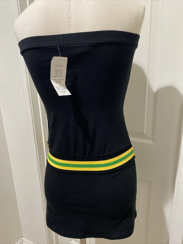 Vtg 1990s SO COOL Jamaica Hip Hop Reggae Dancehall HALTER MINI DRESS SKIRT Med - Image 4 of 4