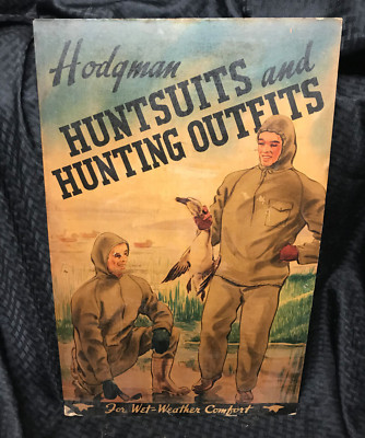 Hodgman HuntSuits & Hunting Outfits Advertising Cardboard Sign w Attached Stand