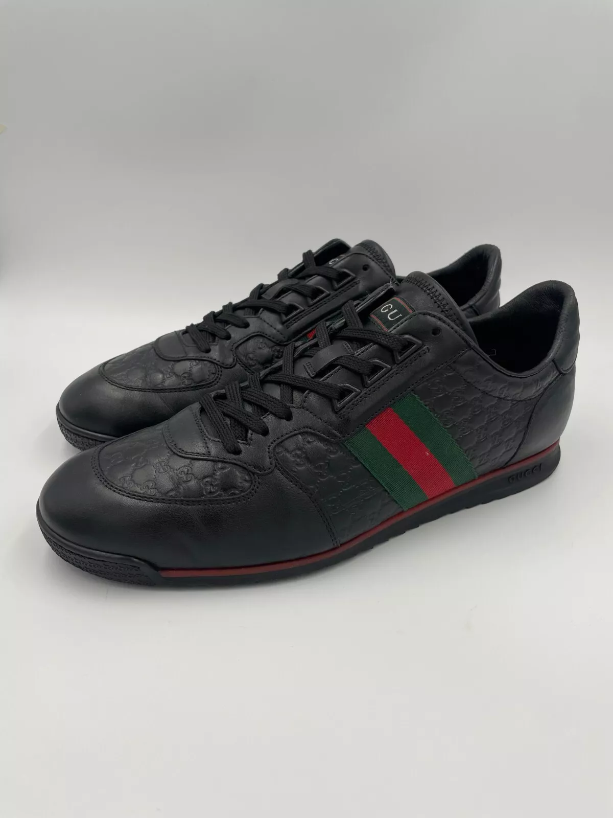 Baskets homme Gucci Guccissima 233334 cuir noir Web pointure 9,5 US