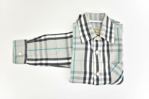 BURBERRY Children: Gray "Nova Check" & Logo, Long Sleeve Shirt Sz: 4 Years/104cm - Picture 2 of 9