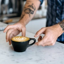 Brand New Set of 6 notNeutral Lino Matte Black Cappuccino Cups & Saucers – 6oz