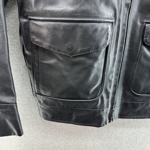 Vintage GAP Kids Leather Jacket Medium (7-8) Bomber Pockets Quilt Lined Black - Picture 5 of 15