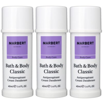 Marbert Bath & Body Classic 3 x 40 ml Cream Deodorant Set Creme für empfindliche