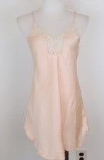 VTG Victoria's Secret Chemise Nightgown Shell Pink With Lace Babydoll Nightie
