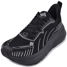 Men's Lace up Hands Free Wide Toe Box Shoes Arch Support Wide Sneakers Allblack