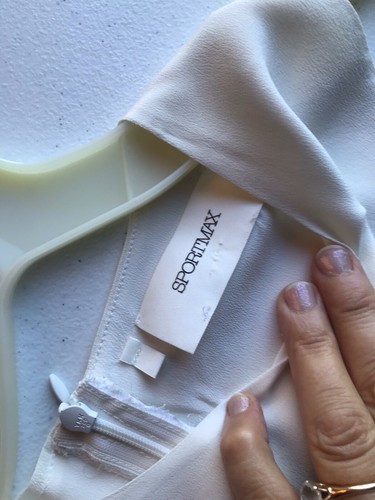 New Maxmara Sportmax double layered drapped silk blouse M/sz 8 Ivory/gray/navy - Picture 8 of 11