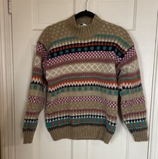 Vintage Sweater Size Medium Cotton Blend Knit Colorful Geometric Pattern